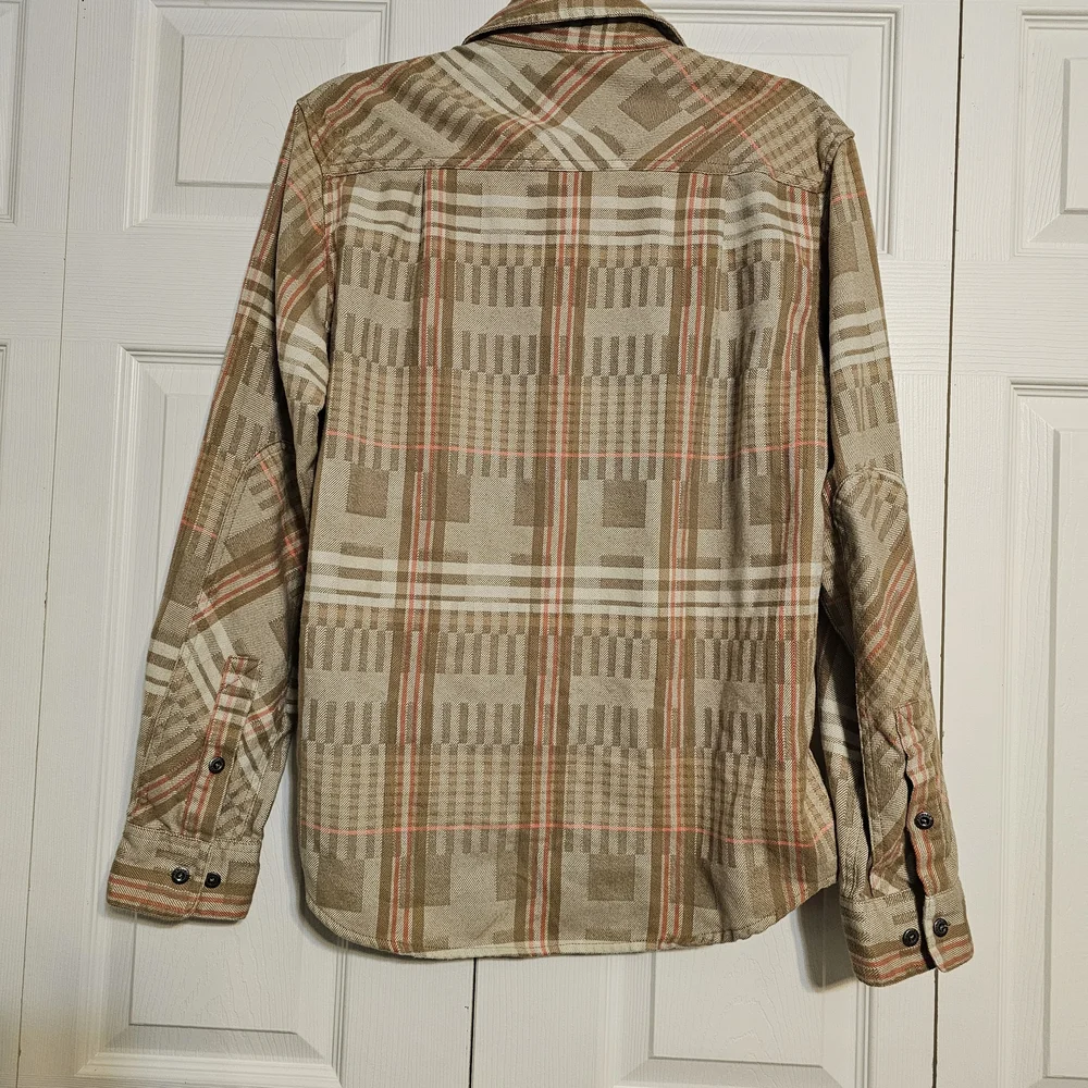 Howler Brothers Harker’s Flannel - Kempton Plaid Taupe - Men’s Medium - Picture 6 of 11